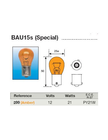 Lampara Intermitente Amolux 12V BA15s Ambar